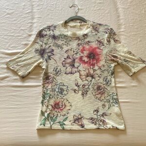 SAGE off white floral women’s blouse